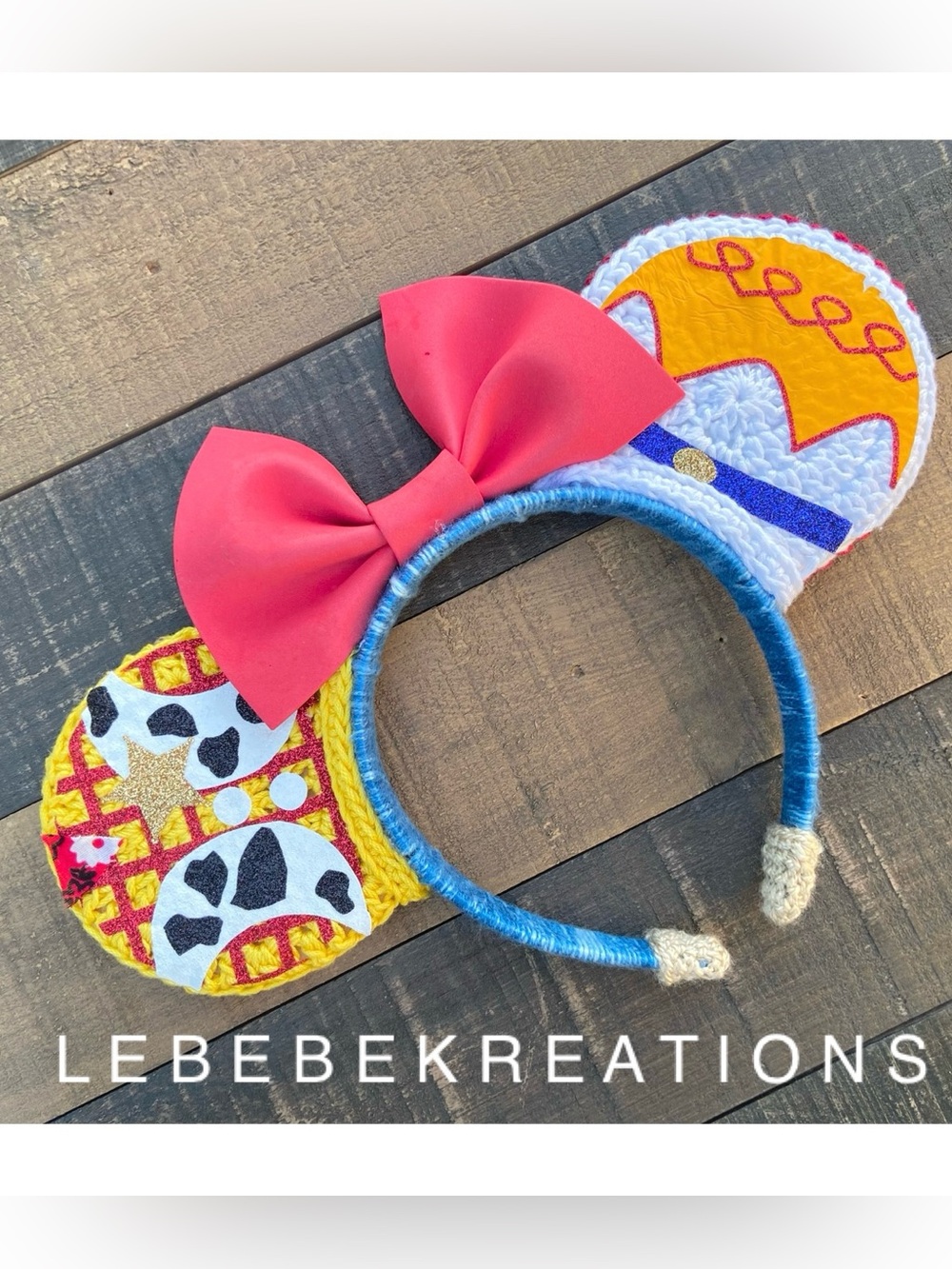 Crochet Pink Bow Toy Story Inspired Kids Ear Headband made by me